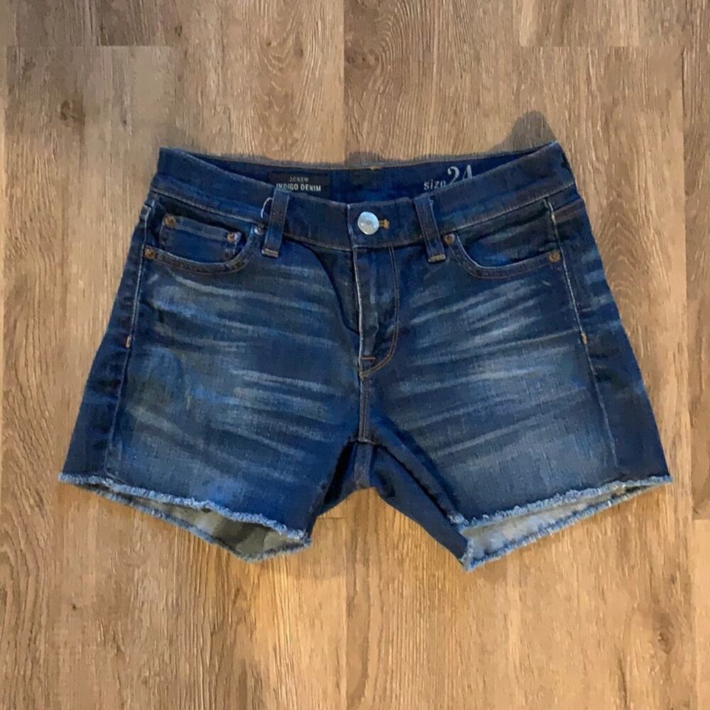 J.Crew Jean Shorts Dark Wash Size 24 Mid Rise Cut‎ Off